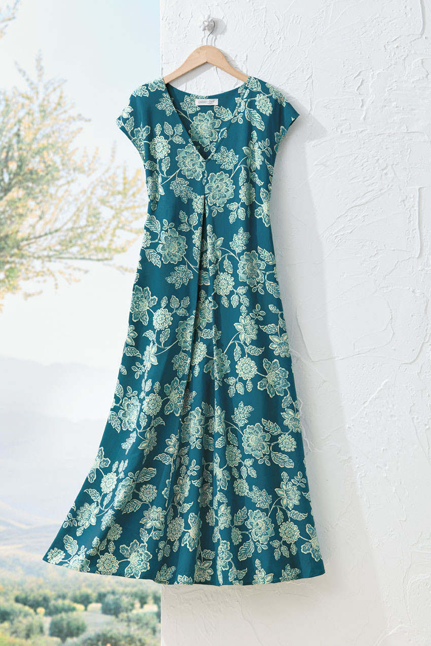 Pleat-Front Floral Dress