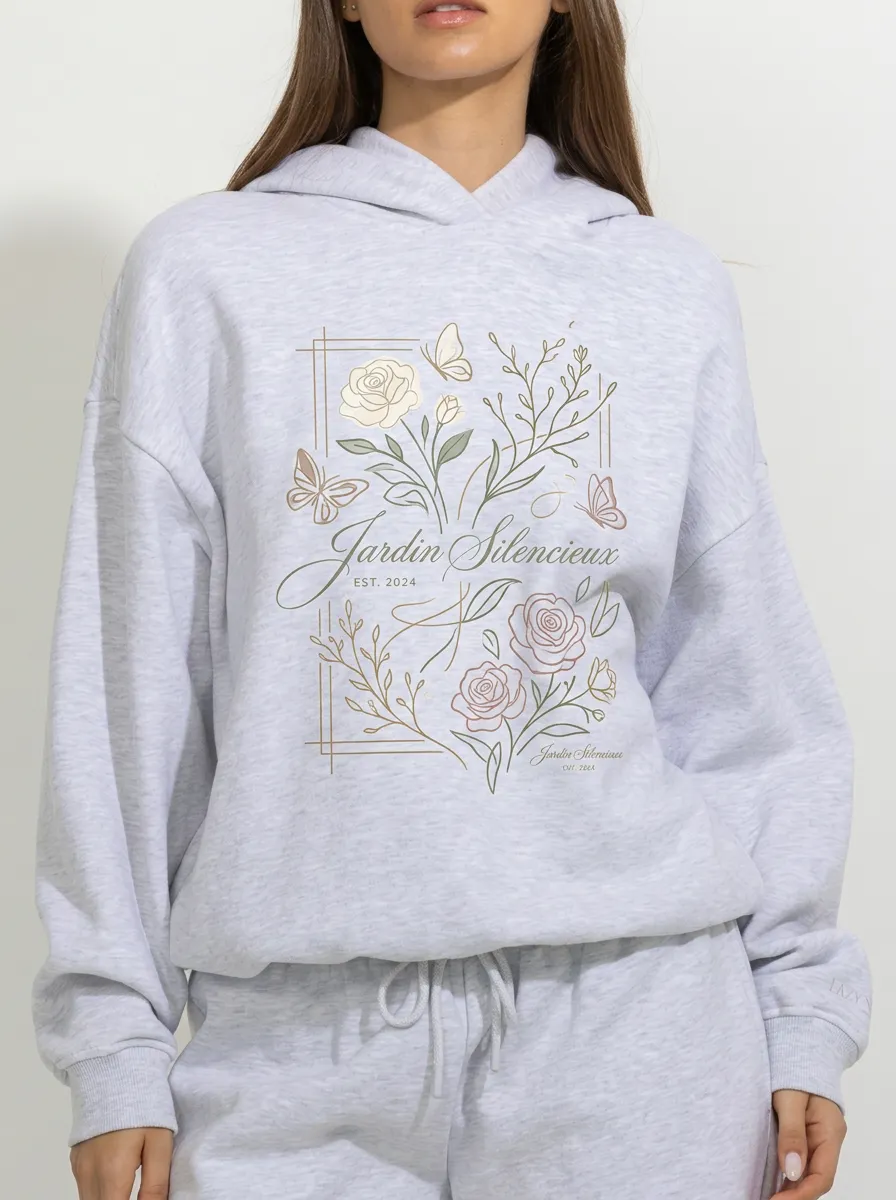 Women's Aesthetic Floral Butterfly Jardin Silencieux Printed Hoodie