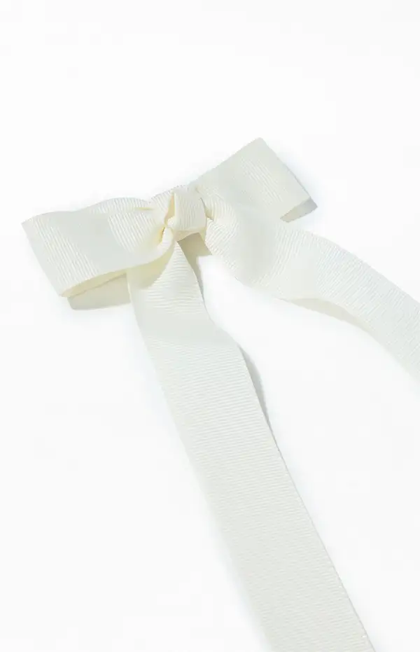LA Hearts Cream Ribbed Single Loop Bow Barrette