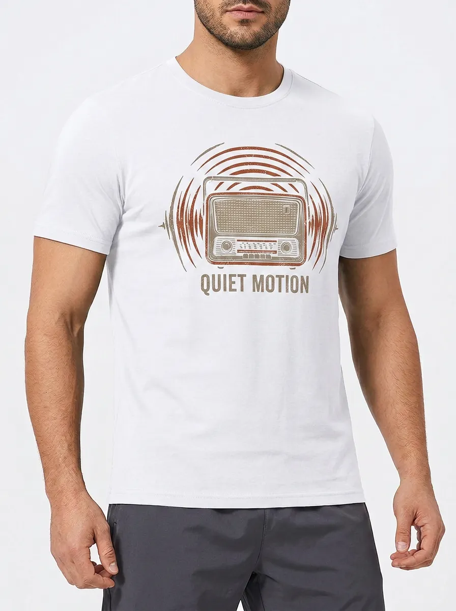 Men's Vintage Radio Quiet Motion Graphic Printed T-shirt
