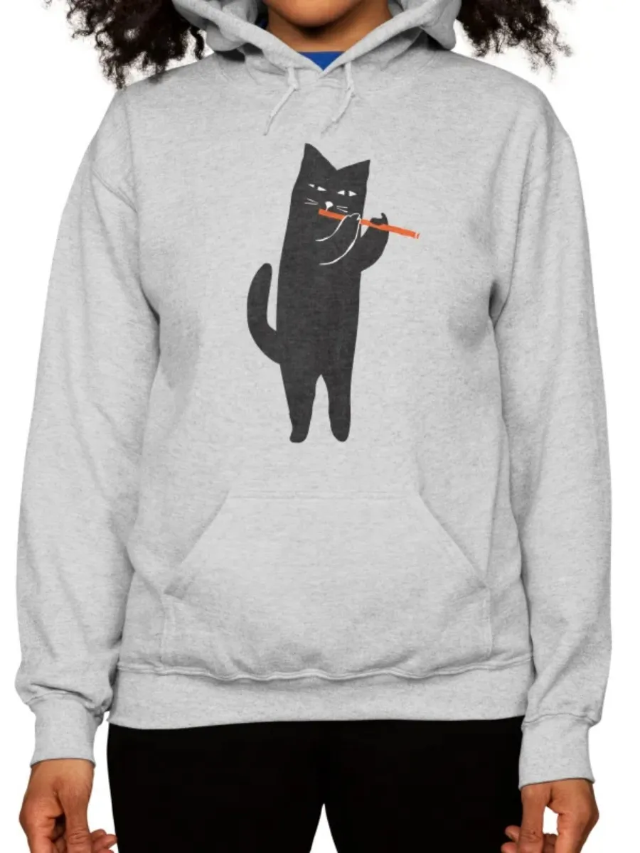Flute Cat Casual Hoodie