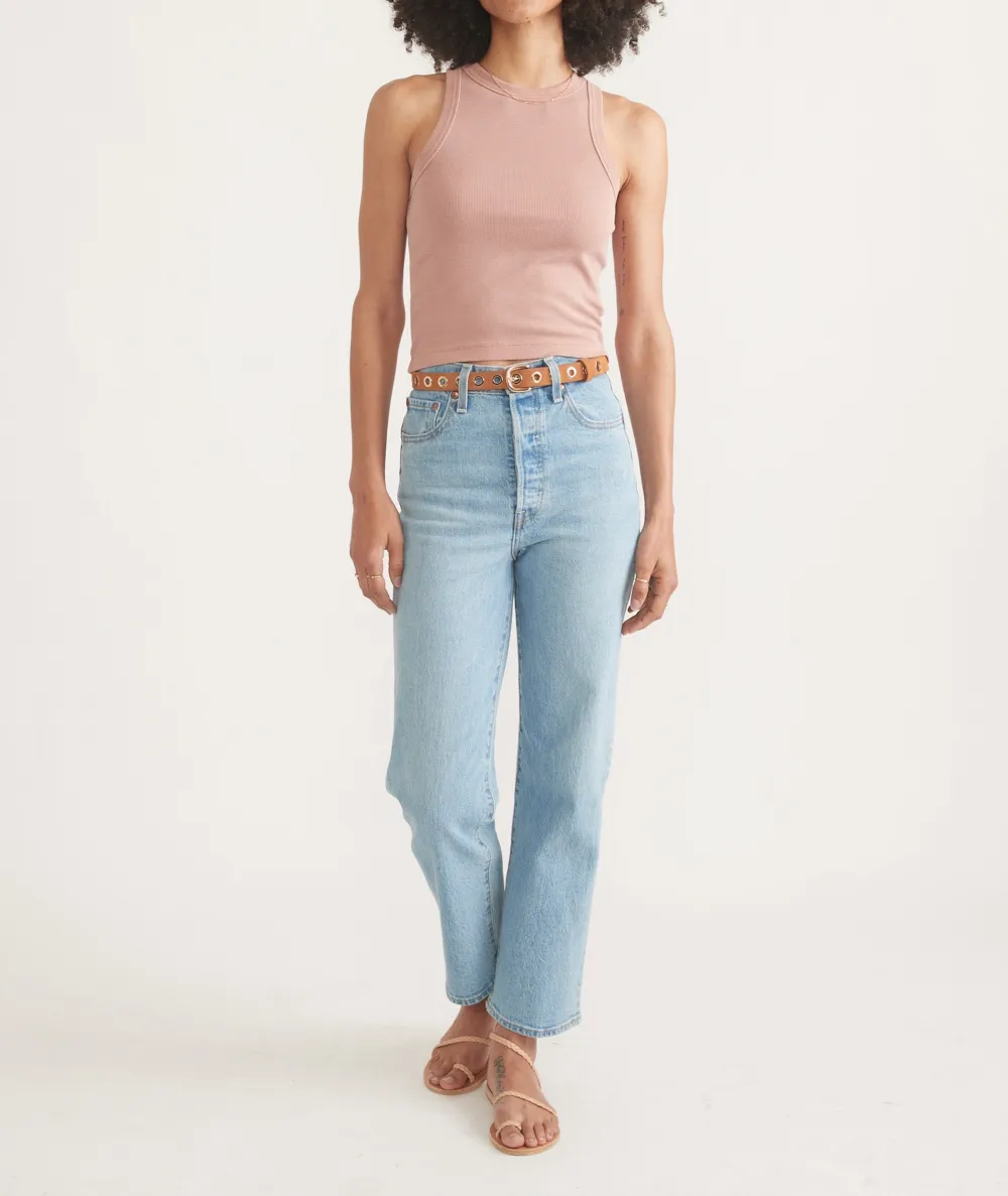 Blush Pink High Neck Crop Tank