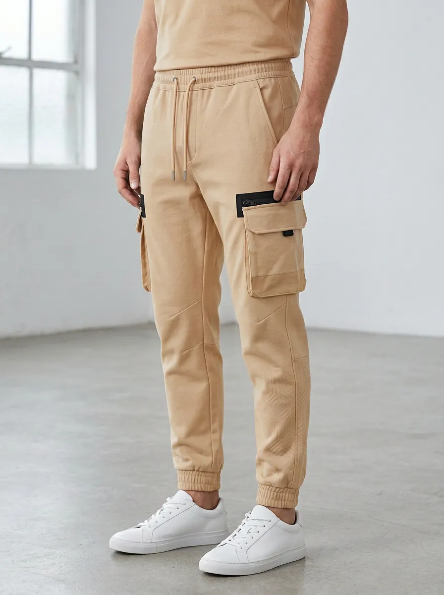 Practical Geometric Graphic Print Design Men's Cargo Jogger Pants