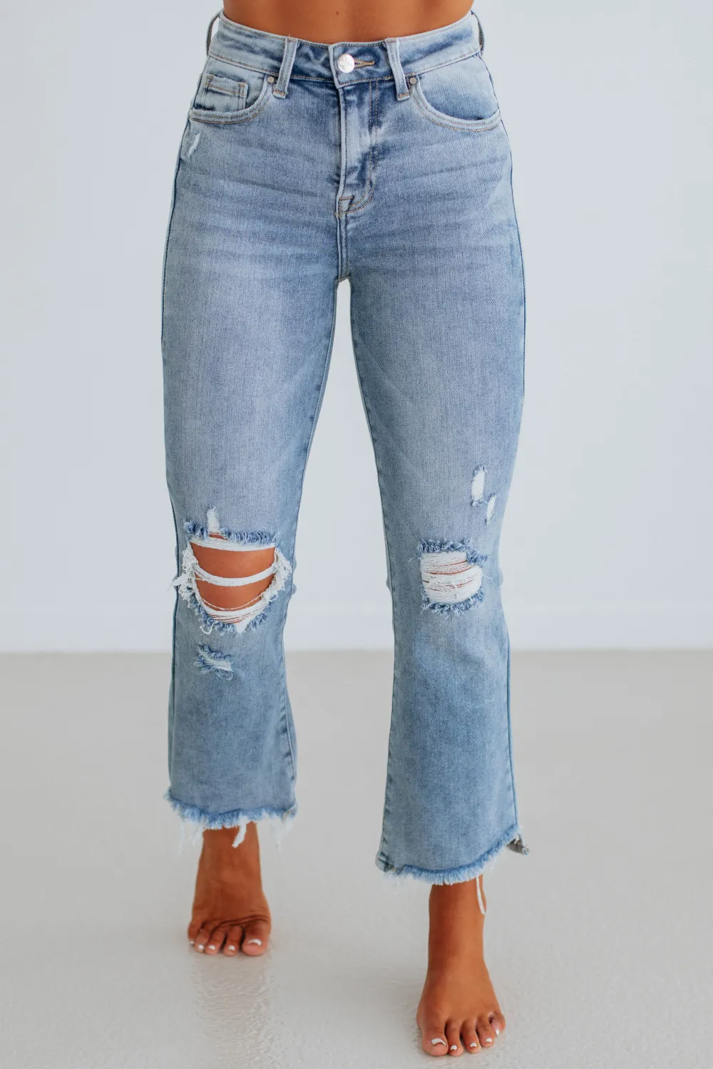 Women's High Rise Straight Leg Flared Leg Jeans