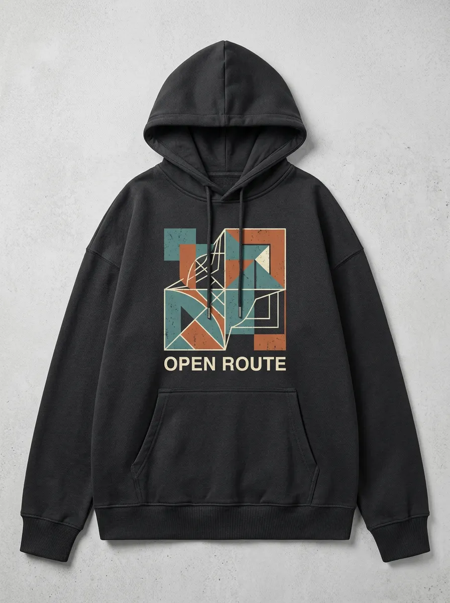 Unisex Geometric Lettering Hoodie