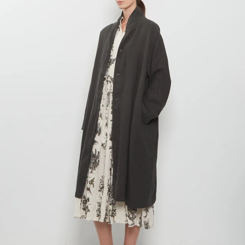 Women's Shawl Collar Canvas Longline Coat