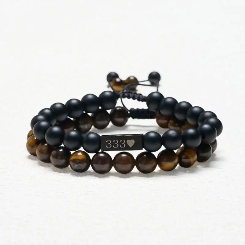 Frosted Stone Tiger Eye Angel Number Cure Bracelet