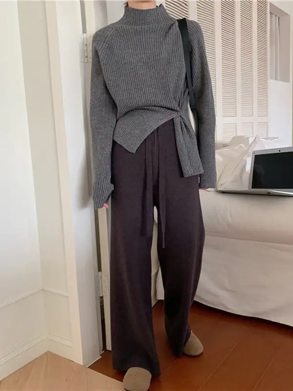 Women's Split-Hem High-Neck Sweater