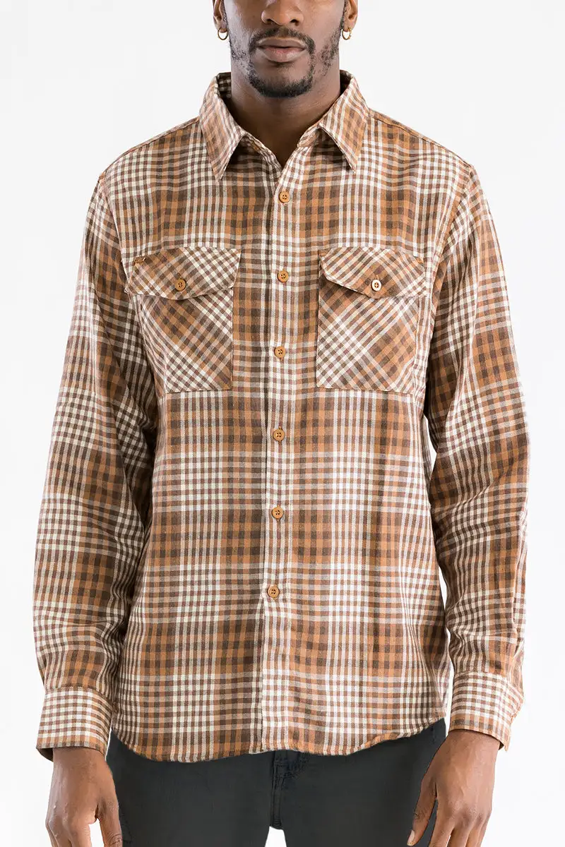 Burgundy White Brushed Flannel Shirt