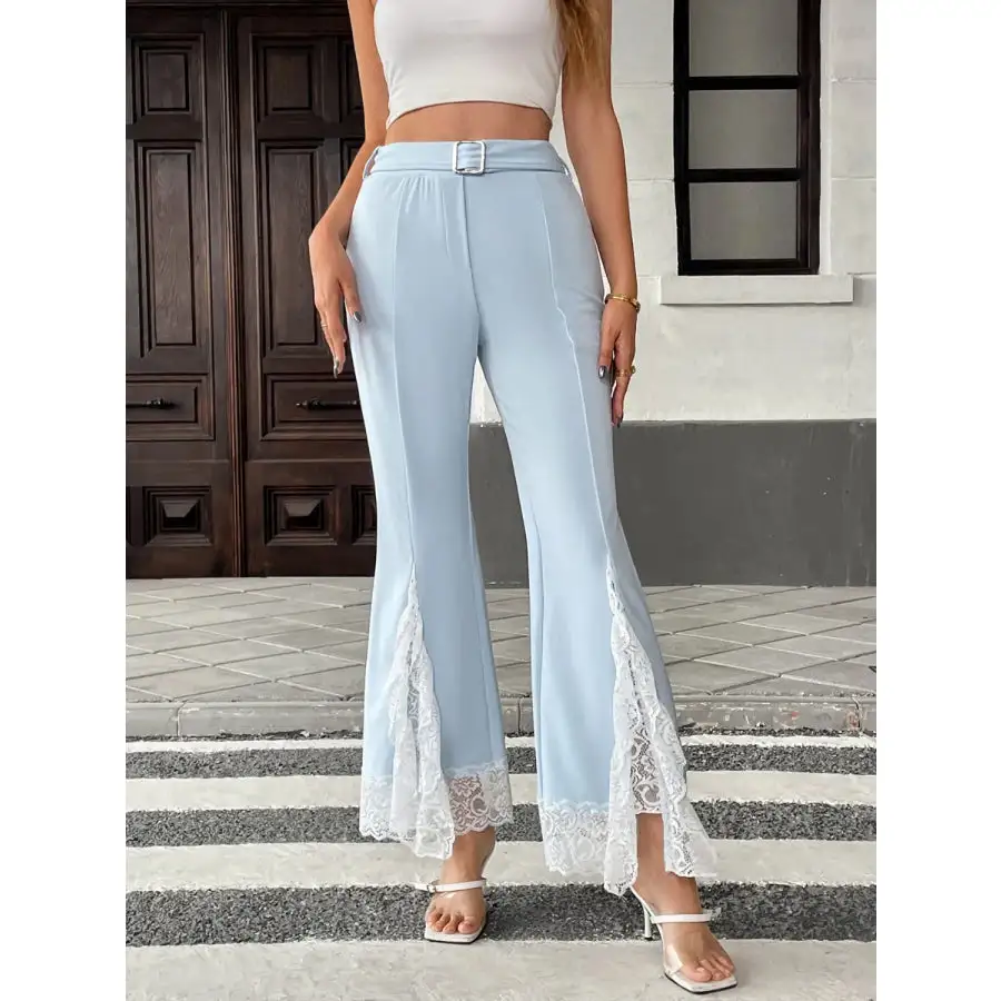 Lace Trim Flare Leg Pants