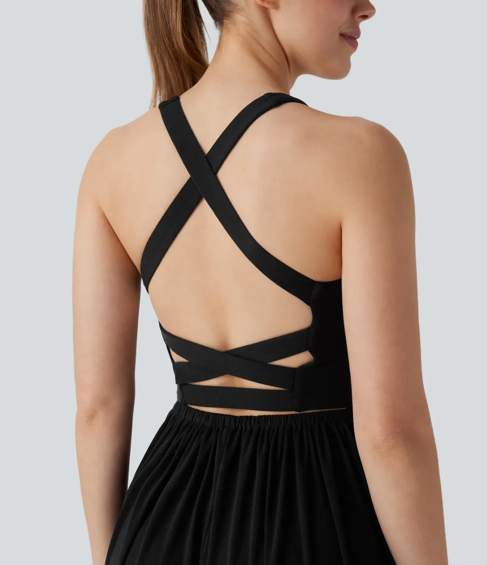 U Neck Pocket Harem Casual Jumpsuit-Easy Peezy