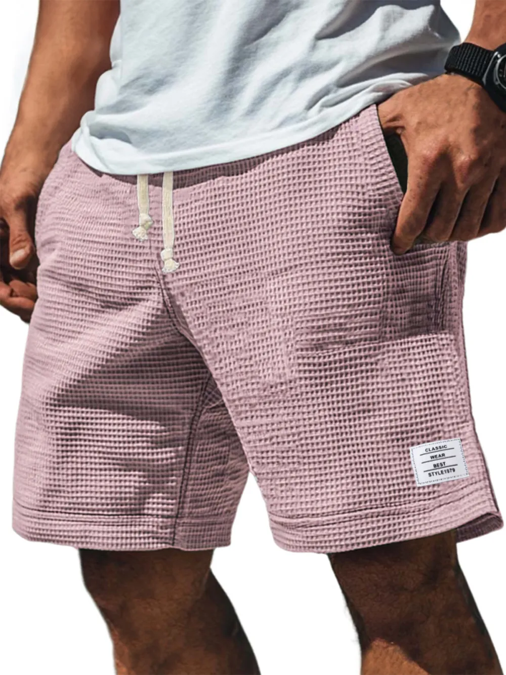 Textured Knit Seamed Detail Shorts