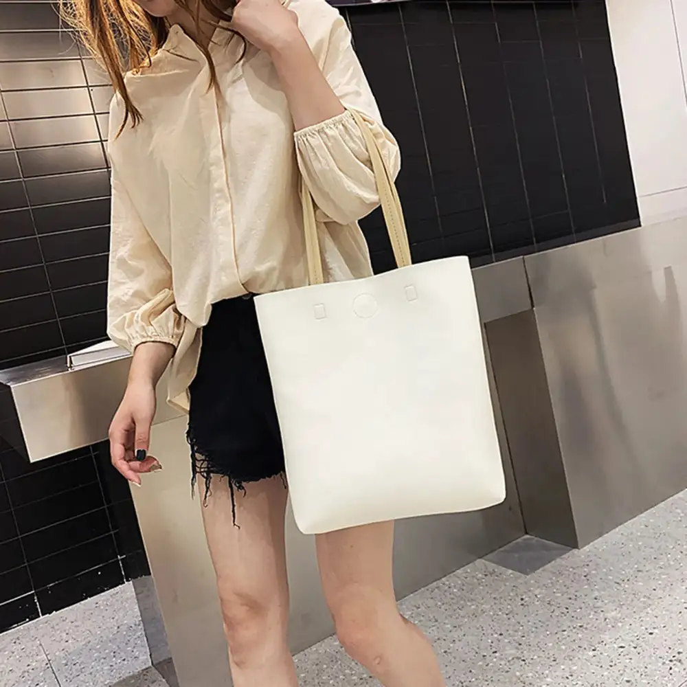 Minimalist Chic Black Leather Tote Bag