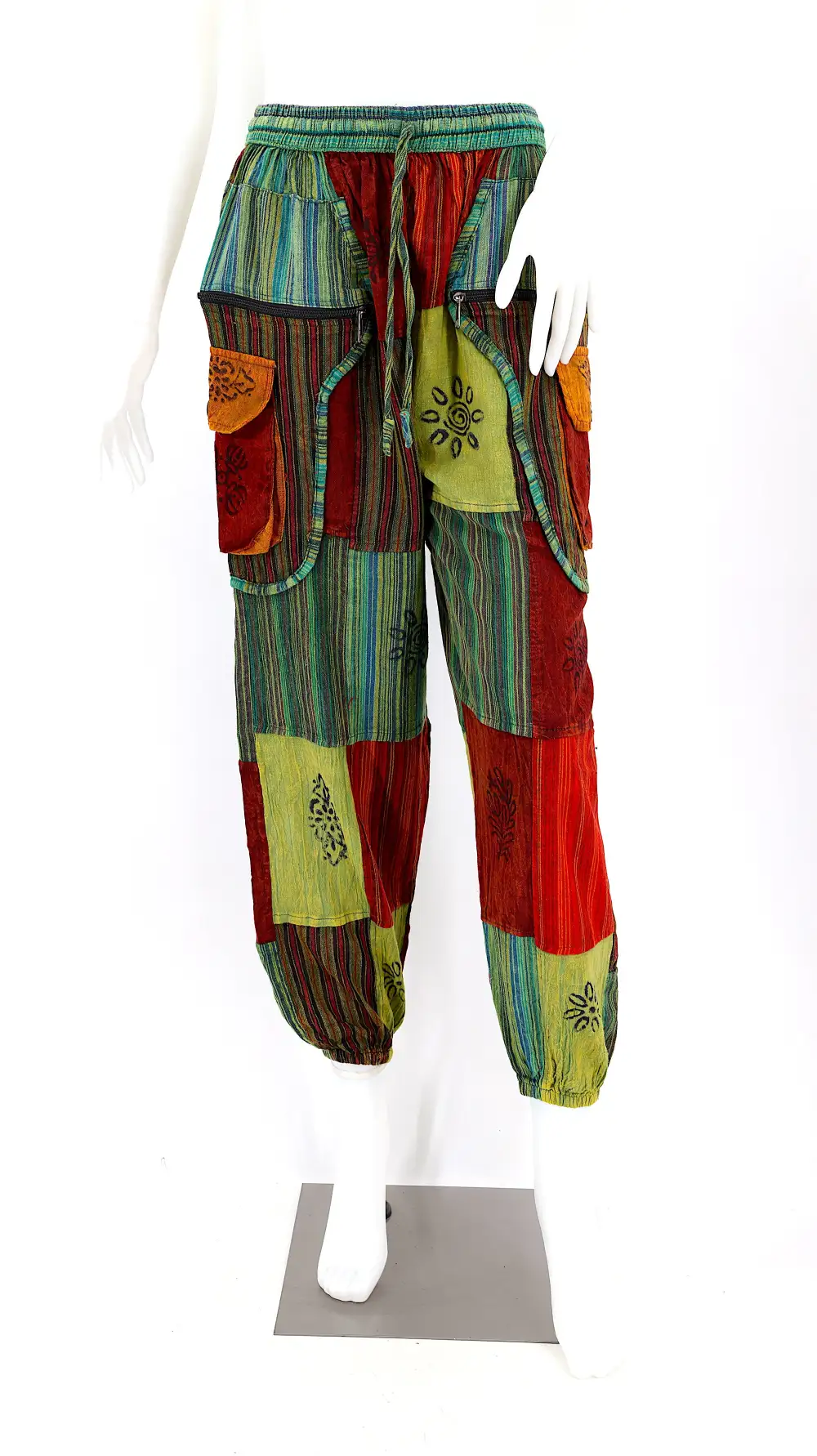 Women's Textured Harem Patchwork Festival Pants