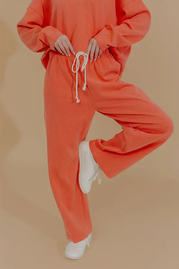 Weekend Away High Waist Knit Pants In Coral