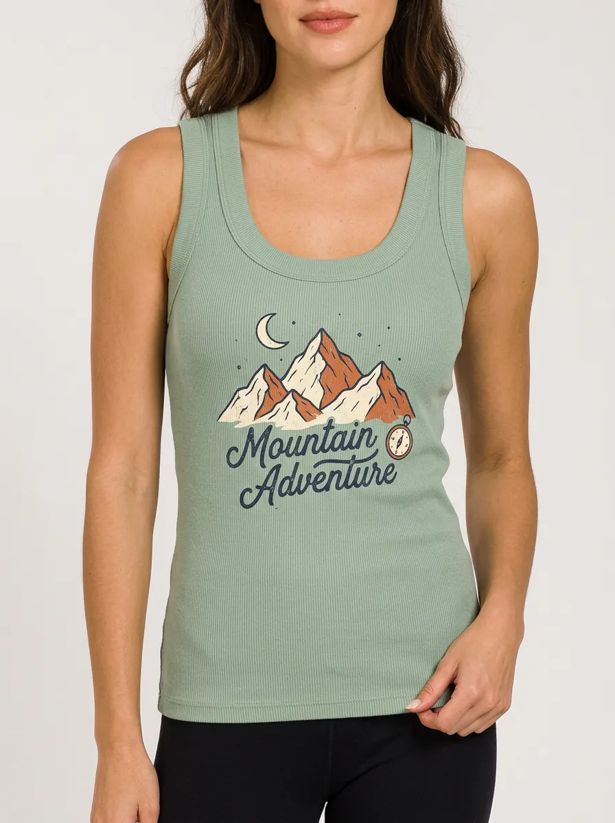 Women's Hiking Lover Mountain Adventure Compass Printed Tank Top