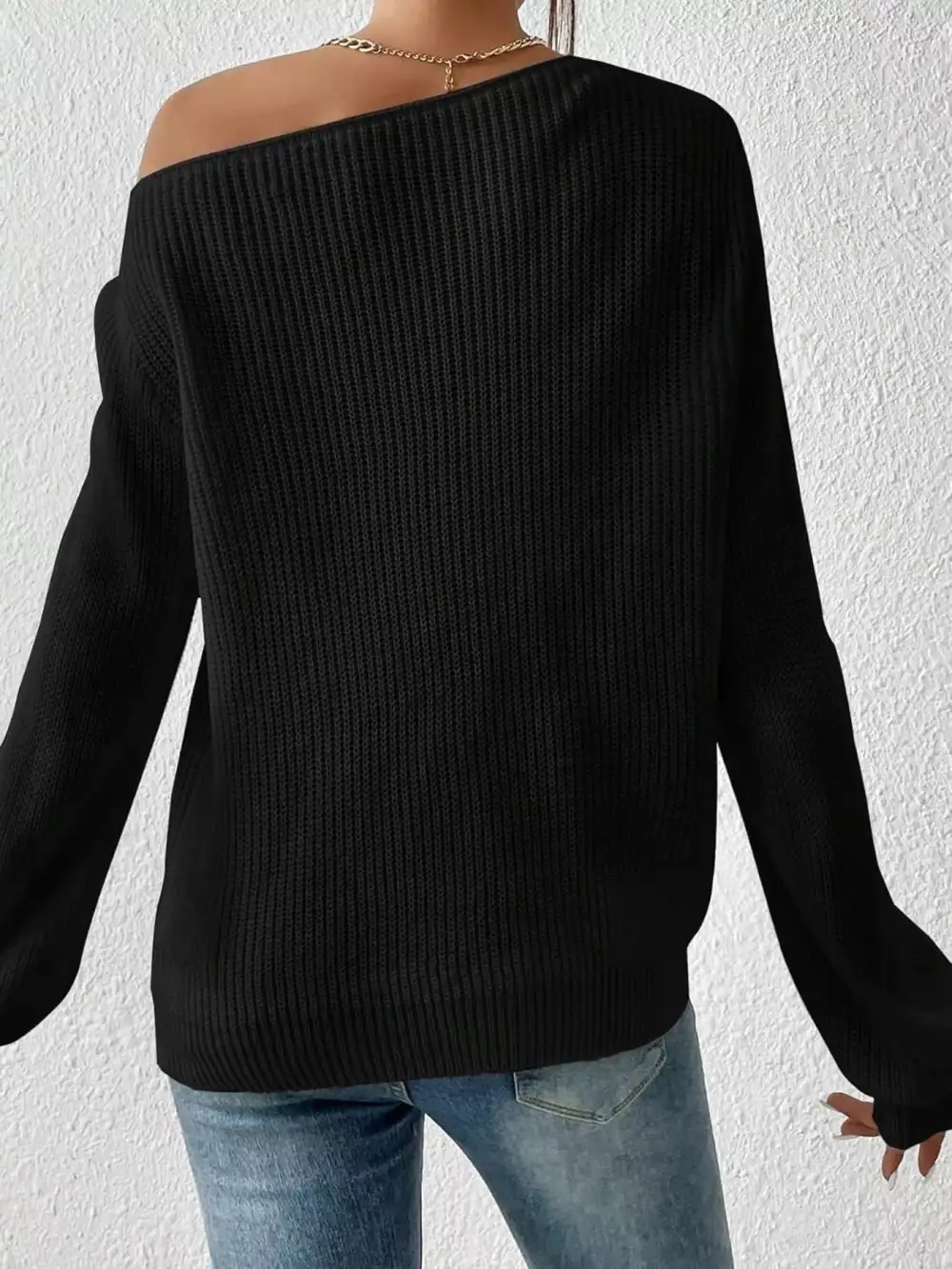 Single Shoulder Knit Sweater