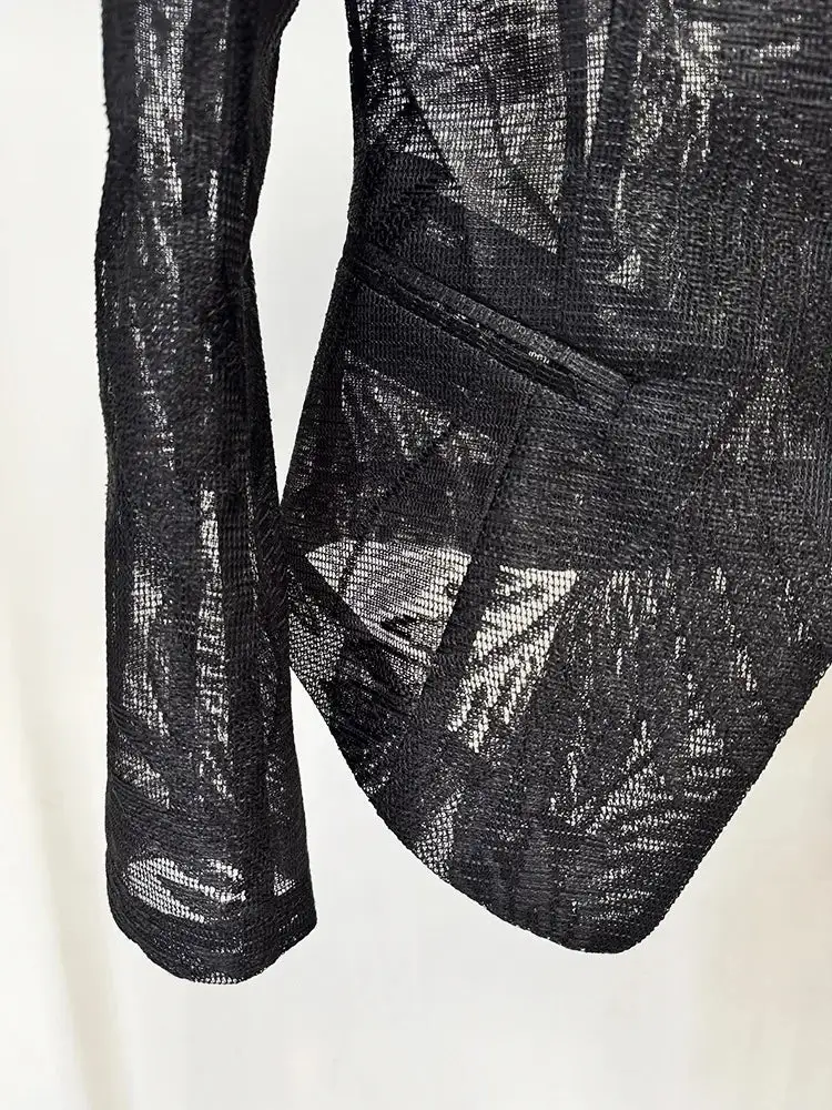 Embroidered Mesh Blazer