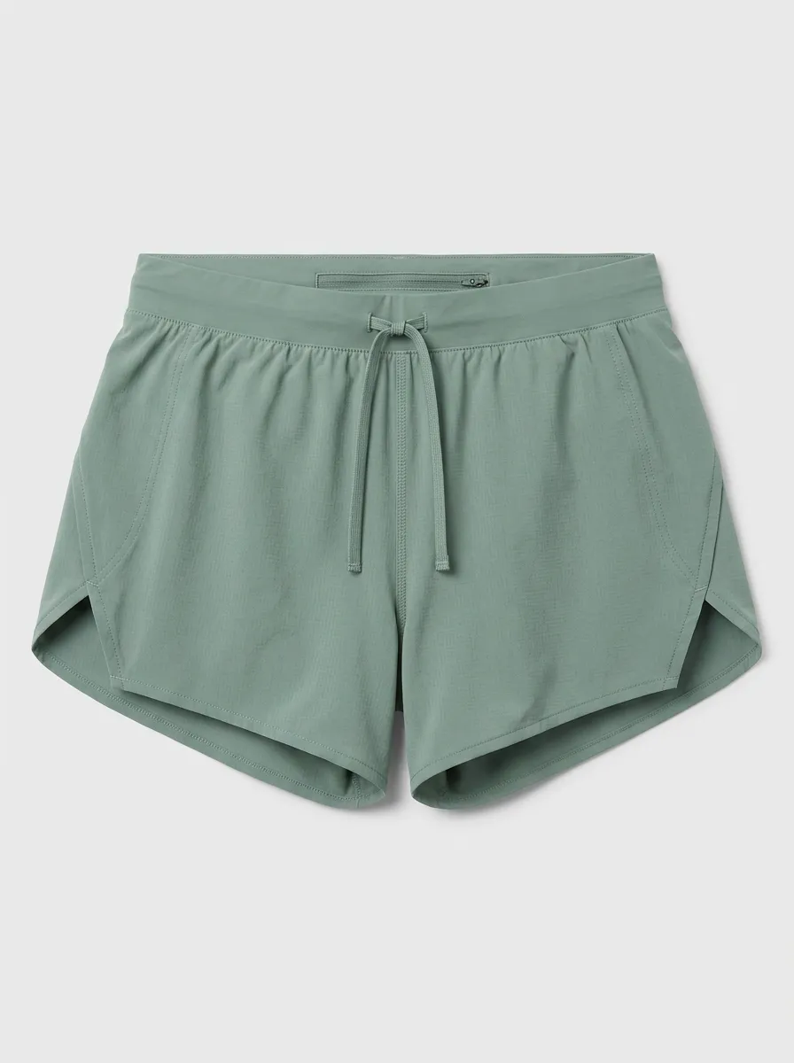 Women's Athletic Sage Green Drawstring Running Shorts