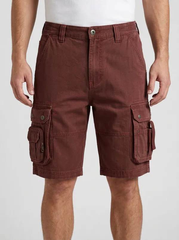 Men's Elastic Waist Zip Cargo Pockets Cargo Shorts