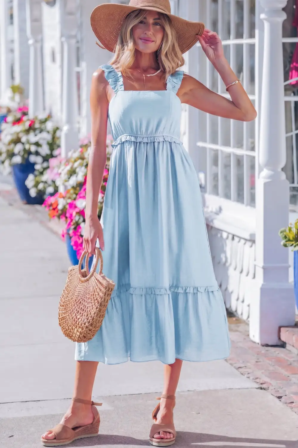 Ruffle Sleeveless High Waist Maxi Dress