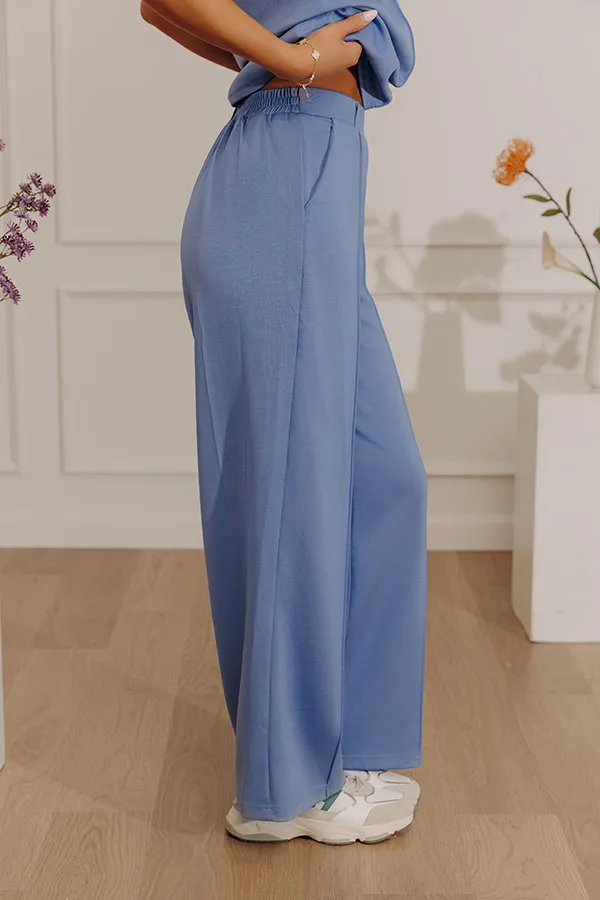 High Waist Relaxed Wide Leg Elastic Waist Stretch Pants