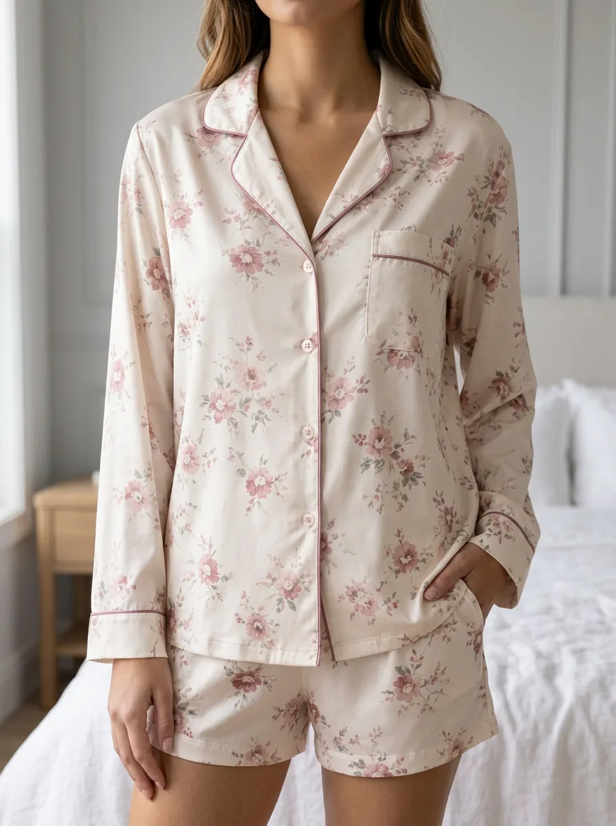Floral Printed Casual Pajama Set