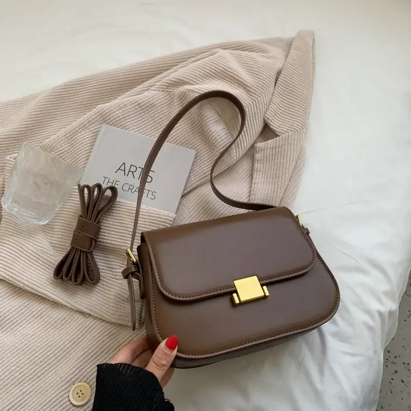 Structured Compact Faux Leather Square Crossbody Bag