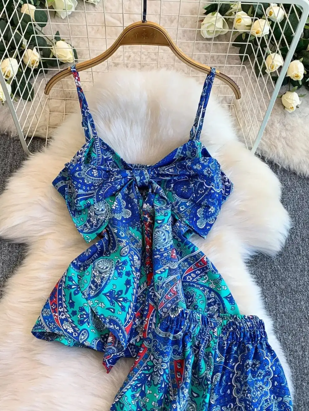 Refined Printed Cami and Wide Leg Pants Set