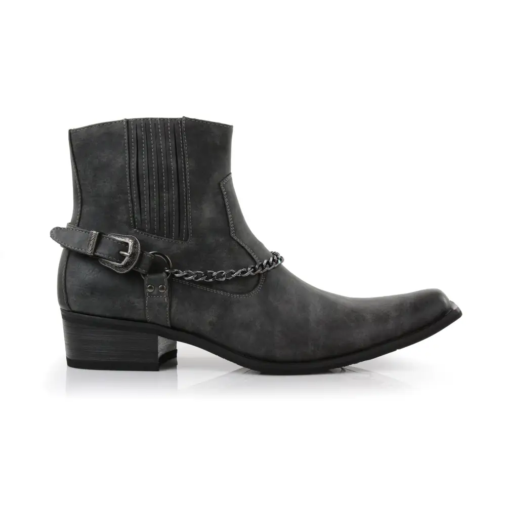 Suede Faux-Leather Pointed-Toe Chelsea Boots