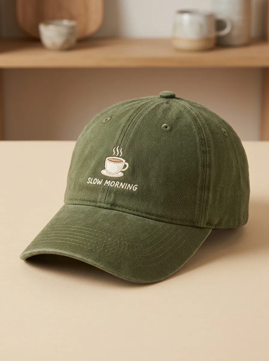 Classic Form Coffee-Lover Slow-Morning Embroidered Unisex Baseball Cap