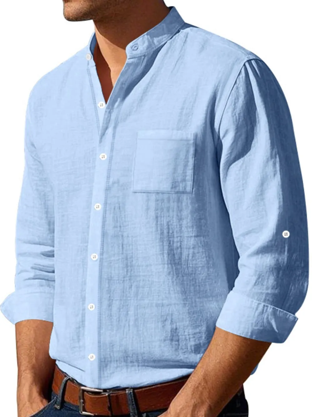 Polyester Button Down Long Sleeve Shirt