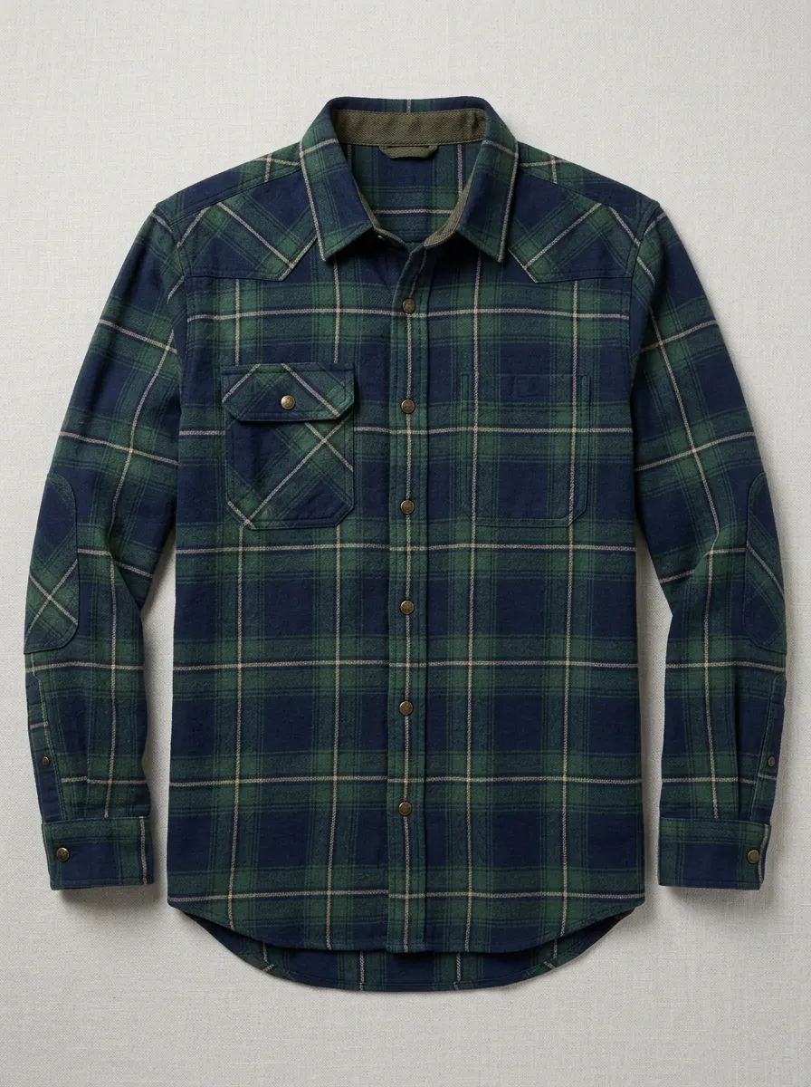 Men's Sport-Inspired Plaid Printed Flannel Shirt