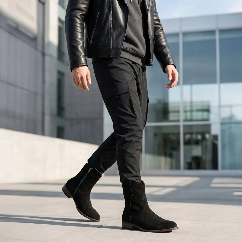 Faux-Suede Suede Faux-Leather Western Boots
