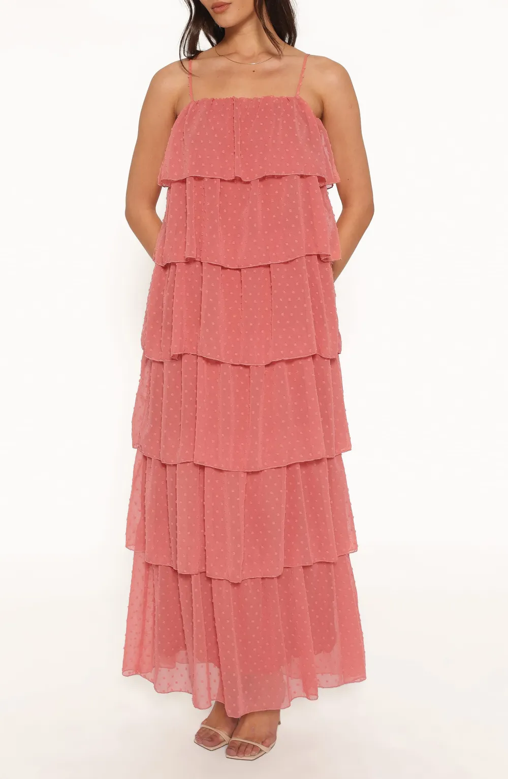Ruffle Square Neck Maxi Dress