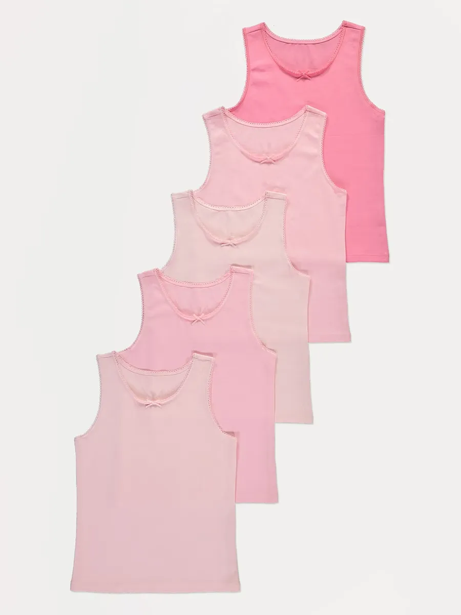 Pink Cotton Vests 5 Pack