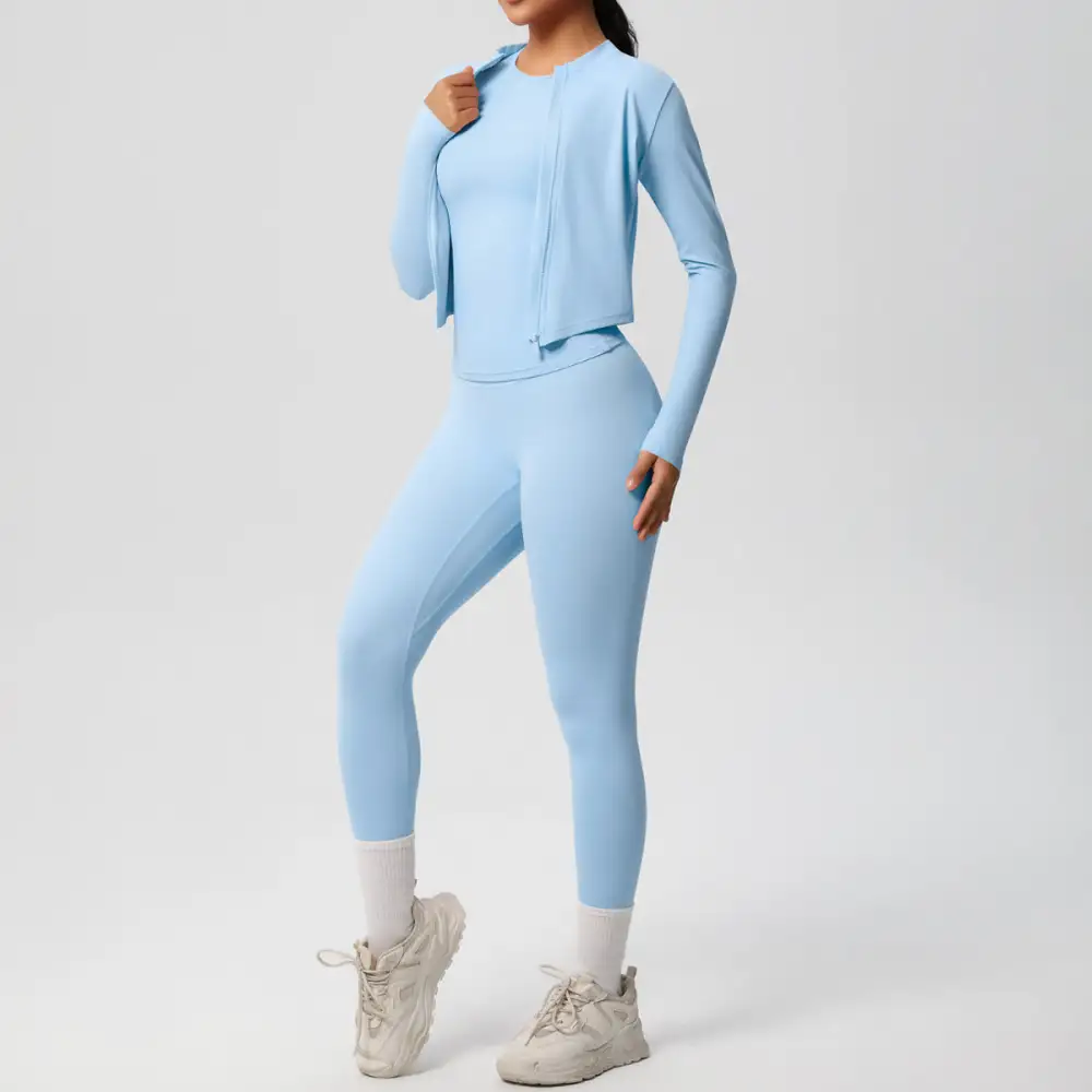 Short-Sleeve Quick-Dry Jacket, Top and Leggings Active Set