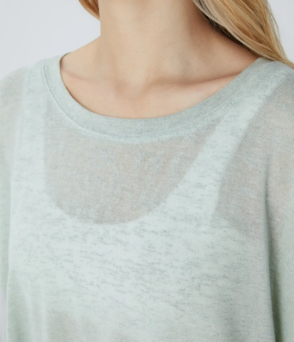 Asymmetric Split Hem Sheer Oversize Casual Top