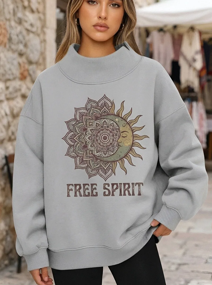 Boho Free Spirit Sun Casual Hoodie Sweatshirt
