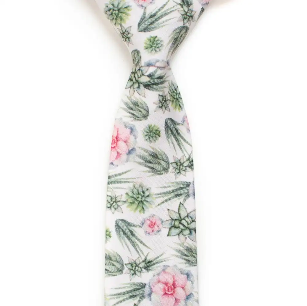 Heritage Succulent Botanical Pattern Necktie