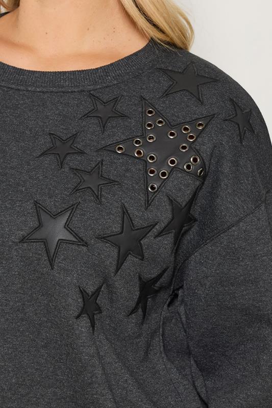 Grey Eyelet Star Detail Sweatshirt detail 3