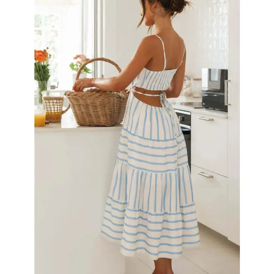 Cutout Tiered Summer Midi Dress