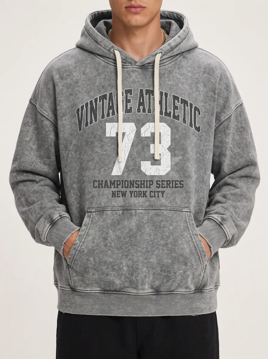 Men's Vintage Athletic 73 New York City Printed Hoodie