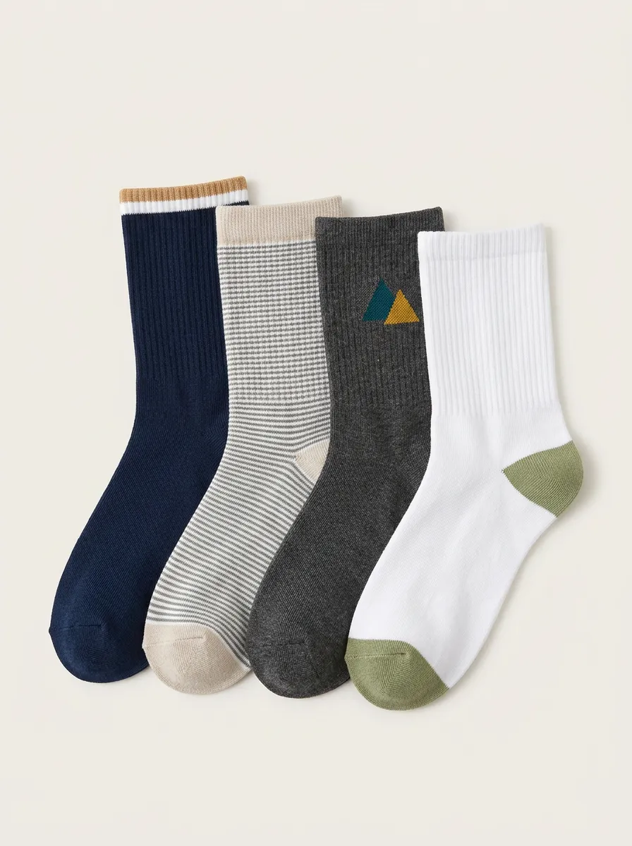 Outdoor Adventure Men's Four-Pair Long Socks