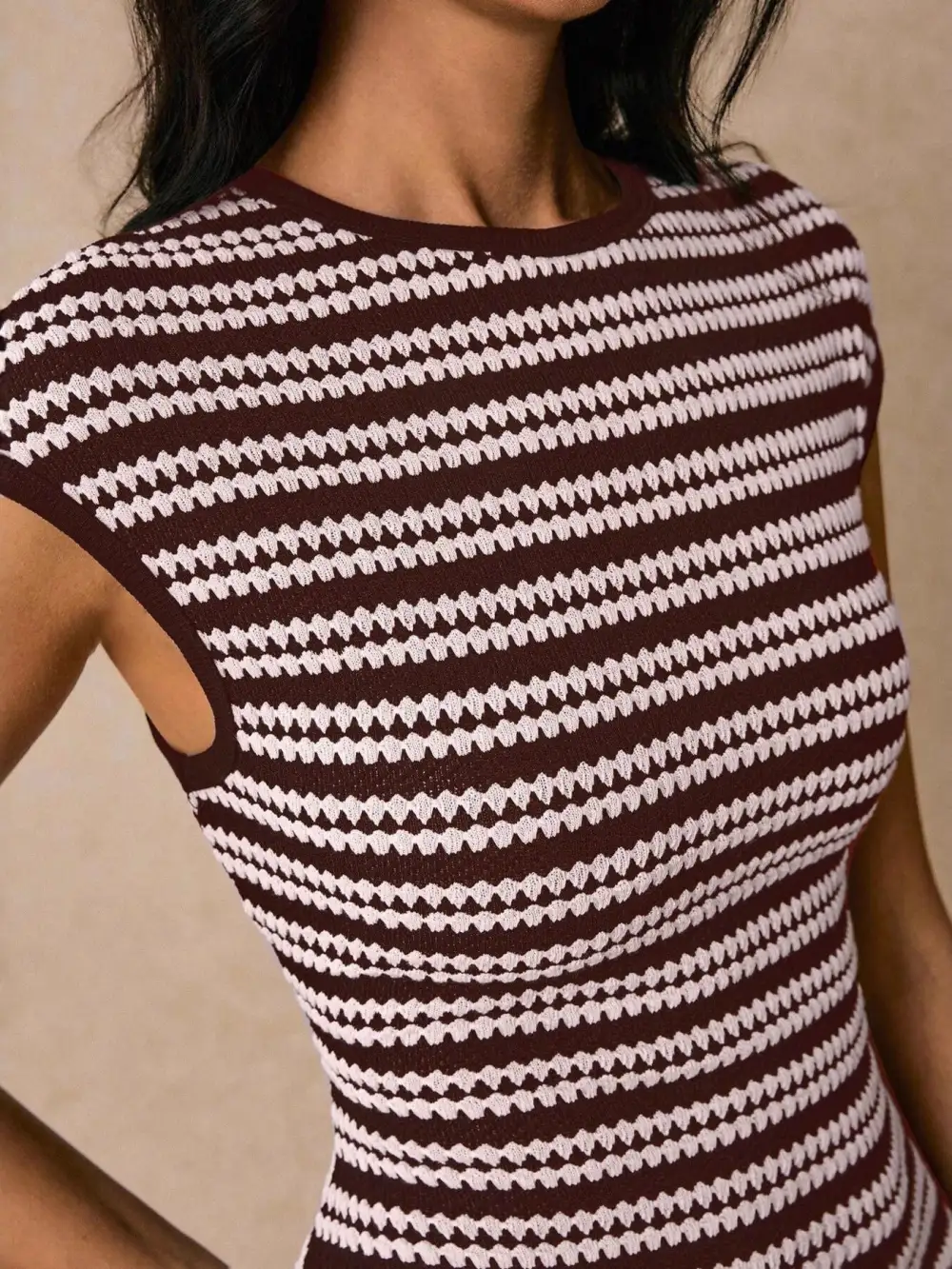 Balanced Detail Striped Midi Dress