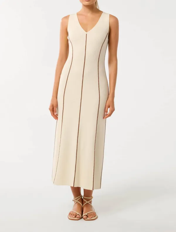 Contrast Detail Midi Dress