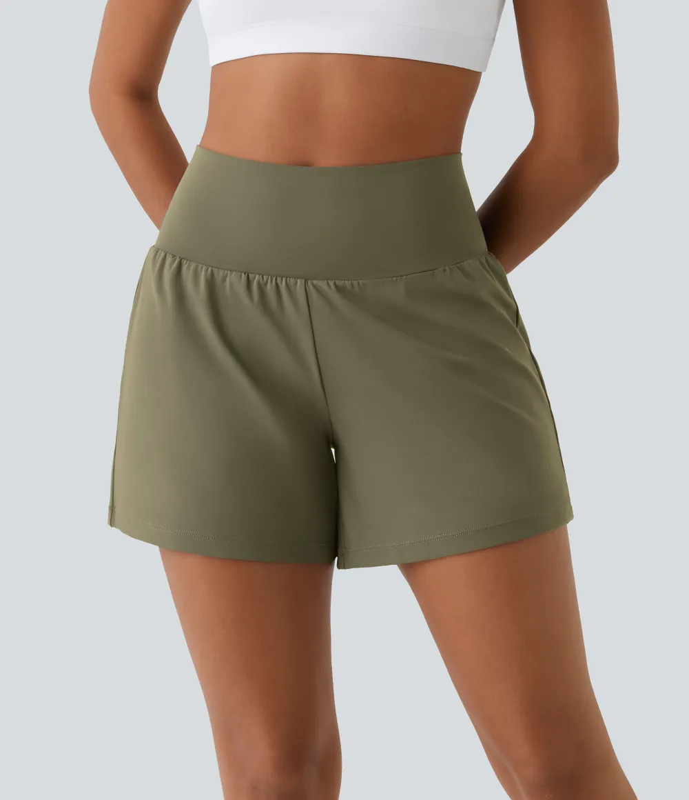 2026🔥 UK Super High Waisted Back Pocket & Side Hidden Pocket 2-in-1 Yoga Shorts