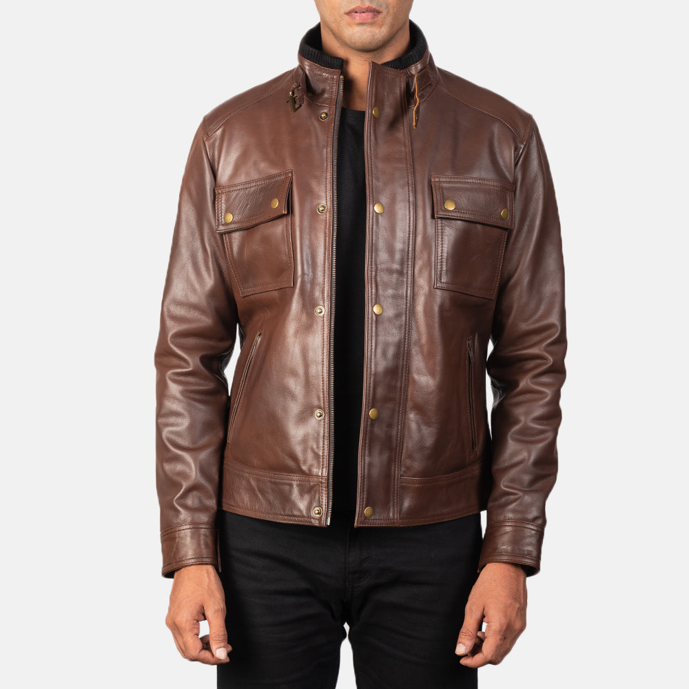 Men's Rugged Outdoor Biker Leather Jacket
