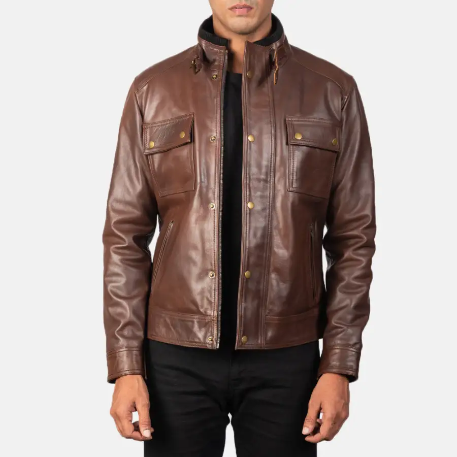 Men's Rugged Outdoor Biker Leather Jacket