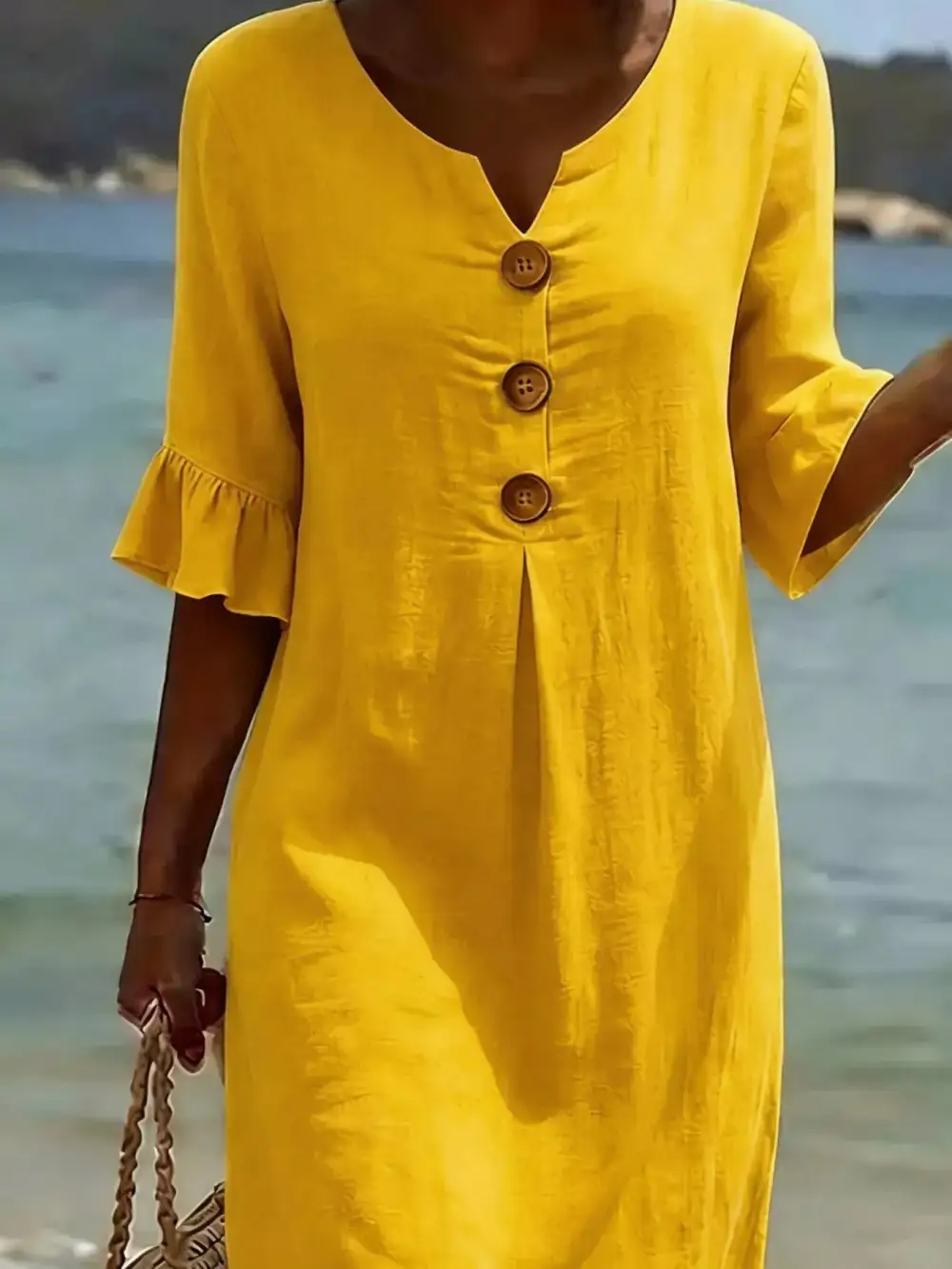 Button Dress Casual